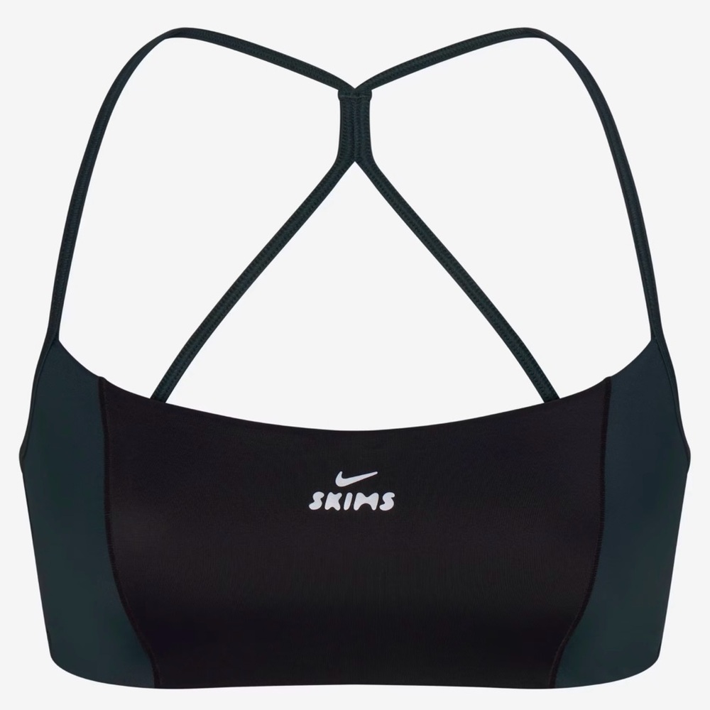 SKIMS + NIKE Black Strappy Cross-Back Sports Bralette